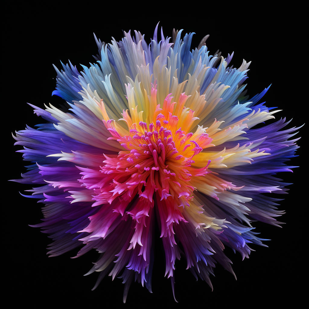 Colorful flower transforming into spectacular firework display