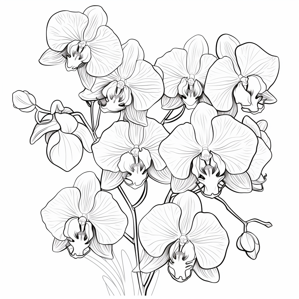 vibrant orchid coloring outlines