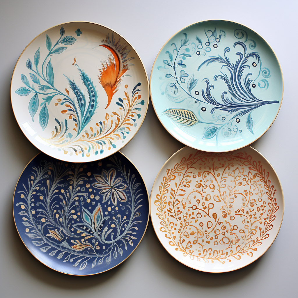 Three plates with lovely designs