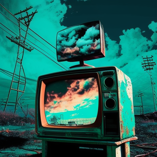 Vibrant sky port with color television vibes