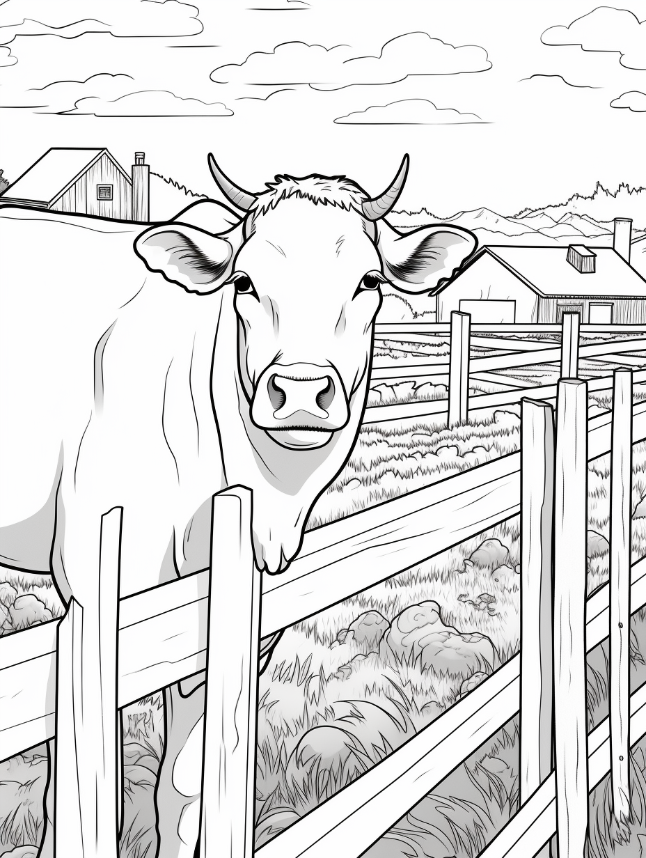 Simple Colorado cattle and ranch coloring page