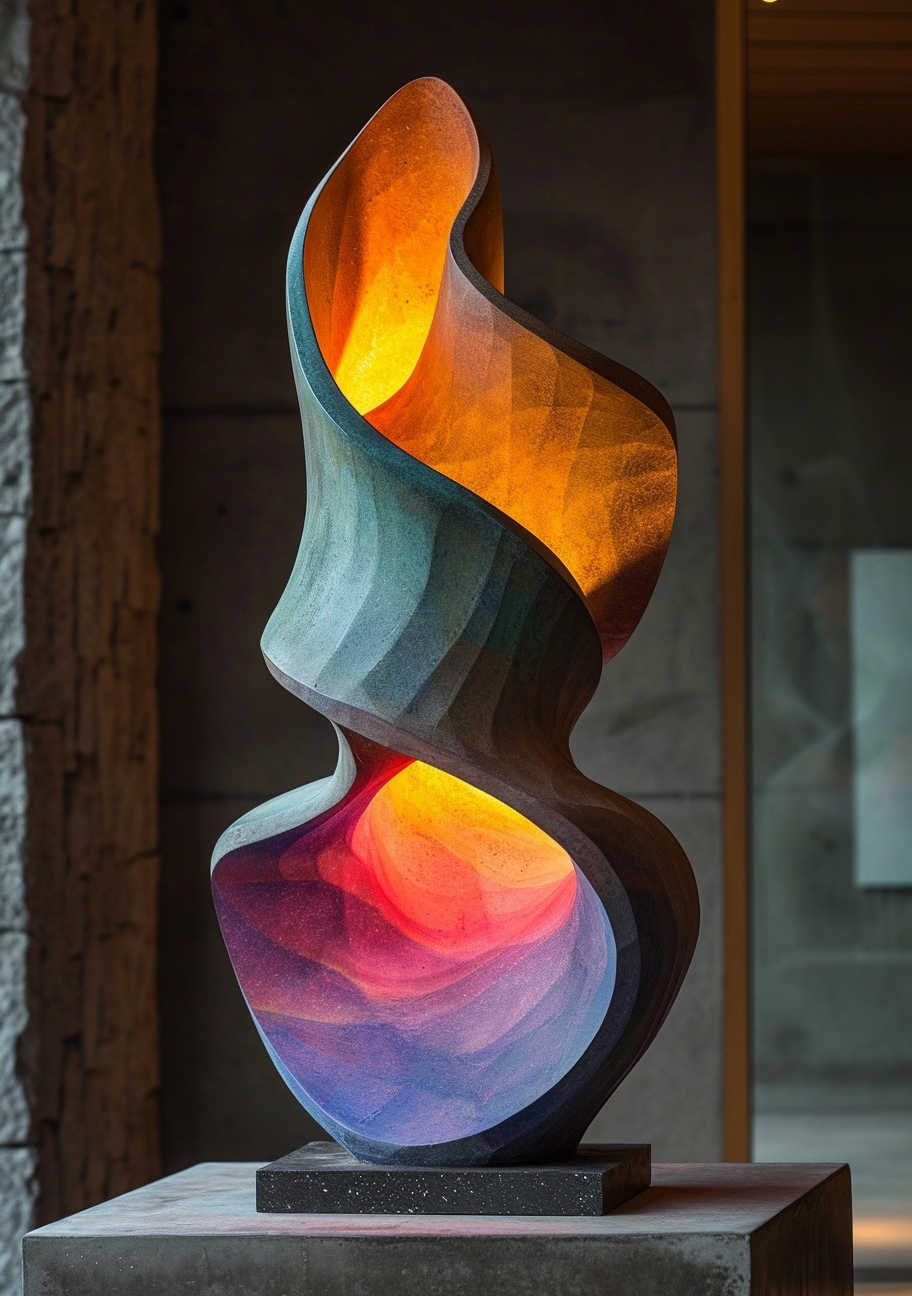 Colored Concrete Sculpture Ambient Light