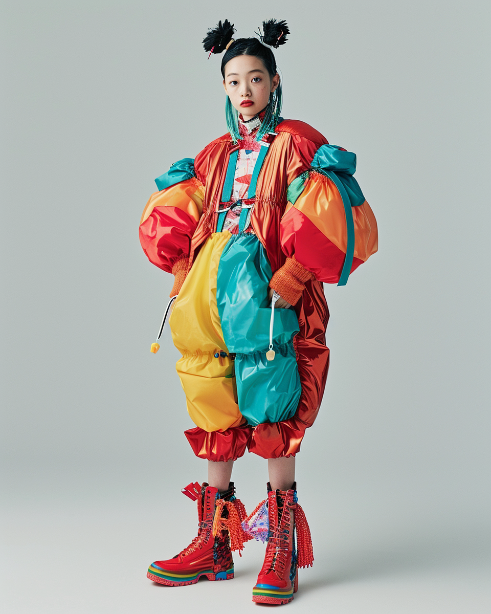 Models in colored Japanese punk outfits