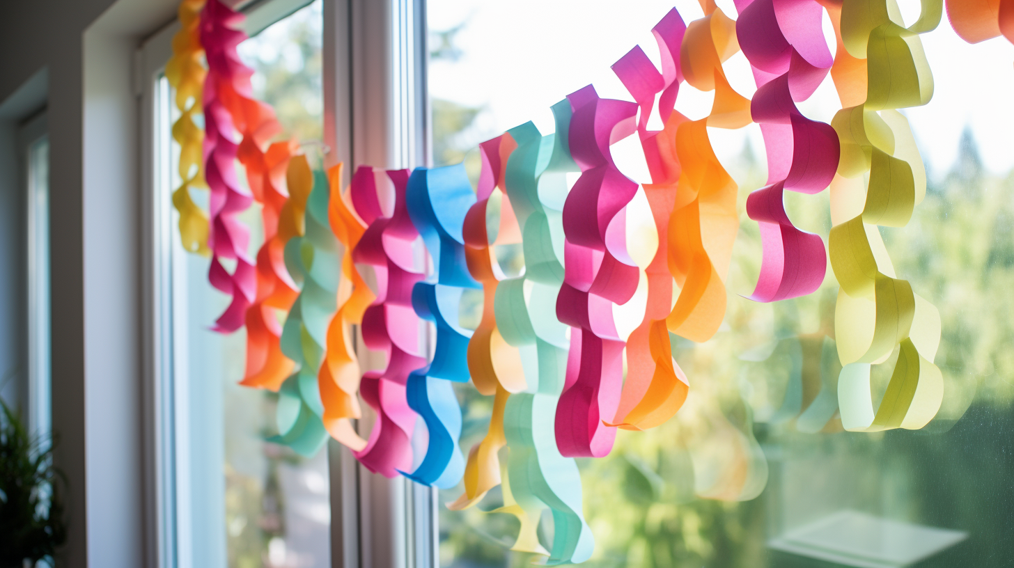 Vibrant paper garland adorning a lovely house