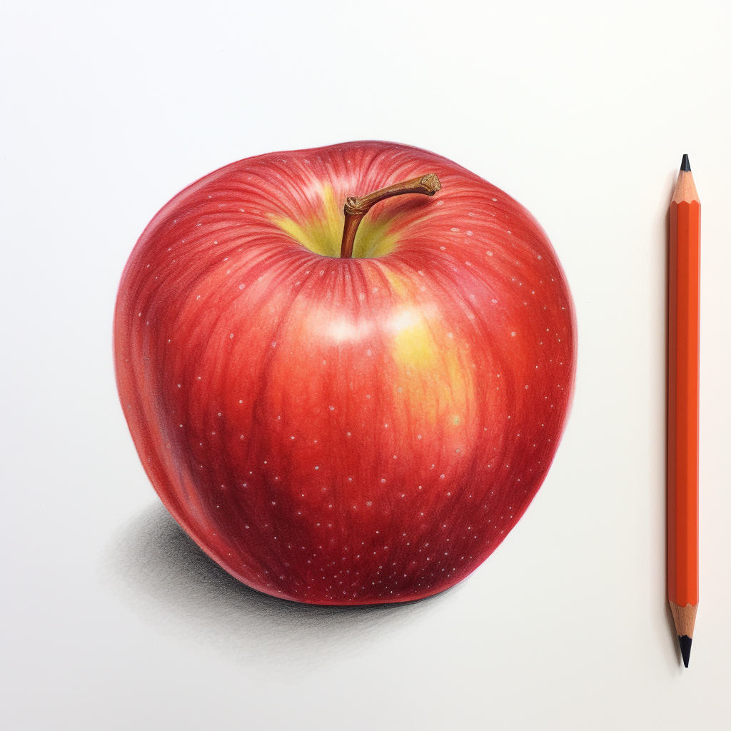 Colored pencil drawing of an apple