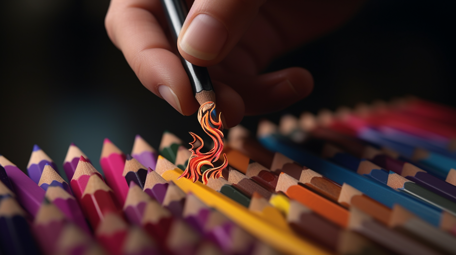 Detailed and colorful pencils with music notes