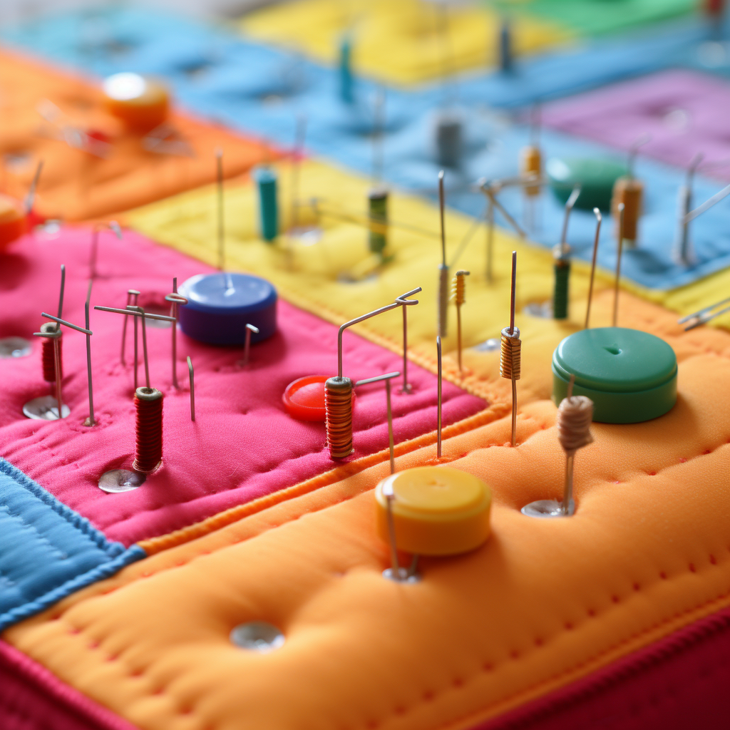 colored pins on a mattress