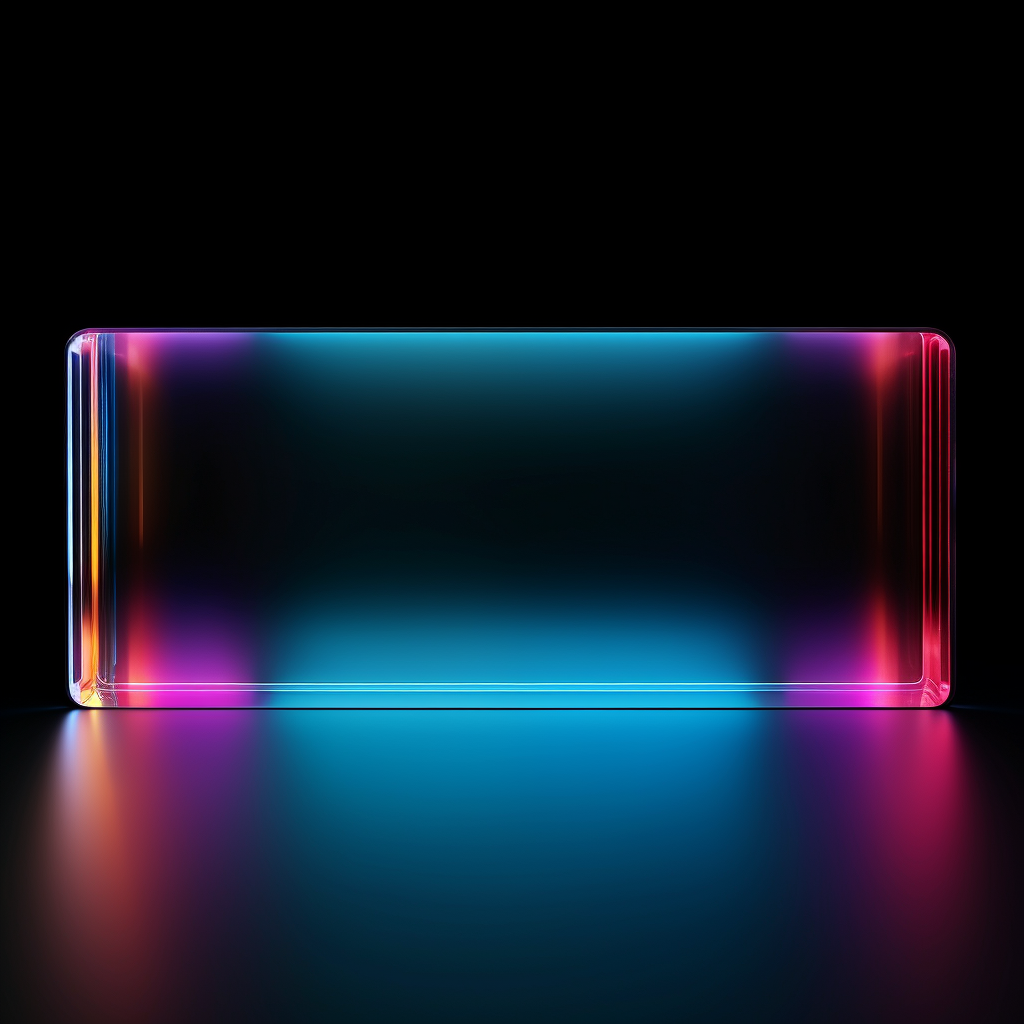 Colored semi-transparent TV screen on black background