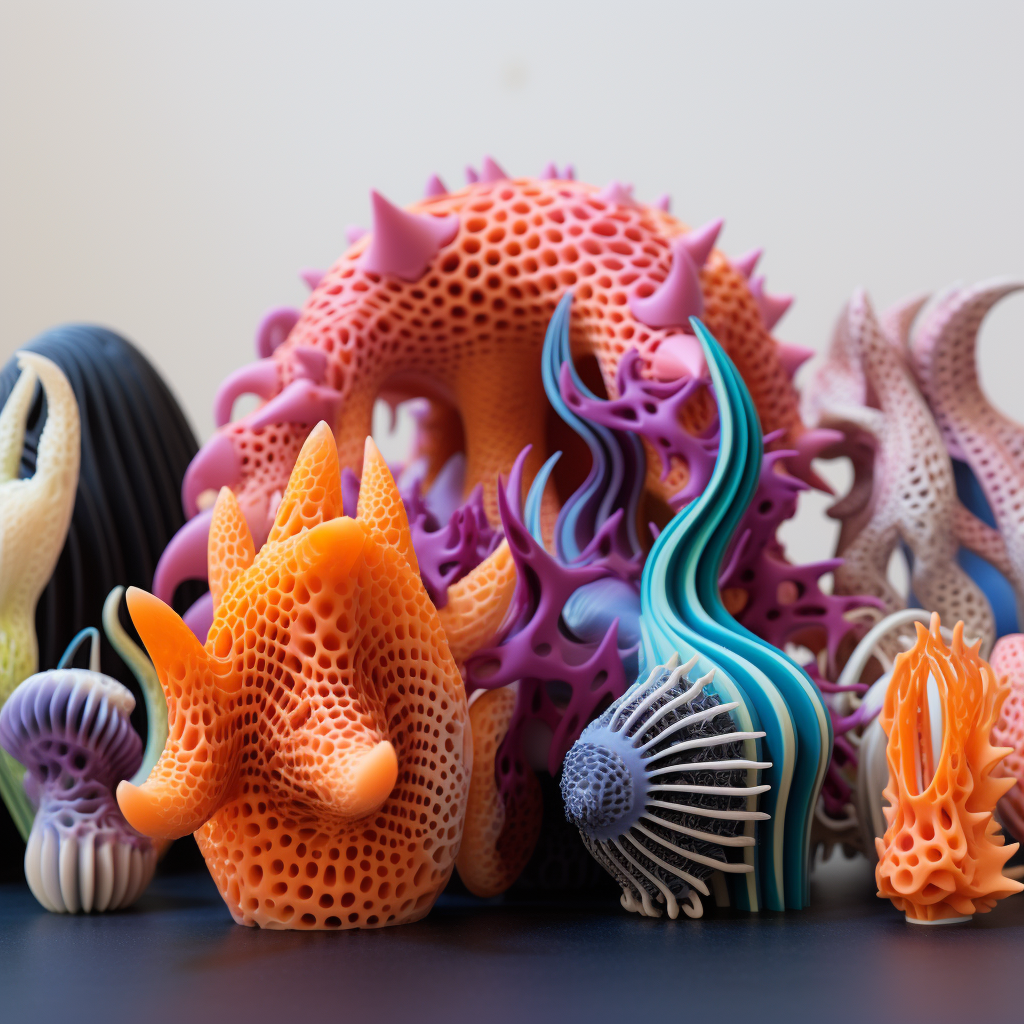 Colorful 3D printed items