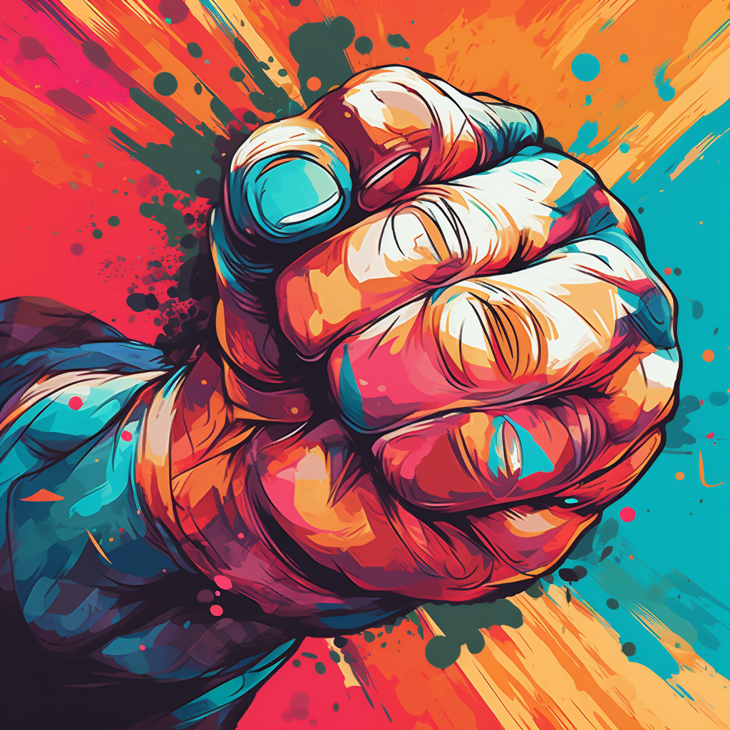 Colorful anime fist ready to strike