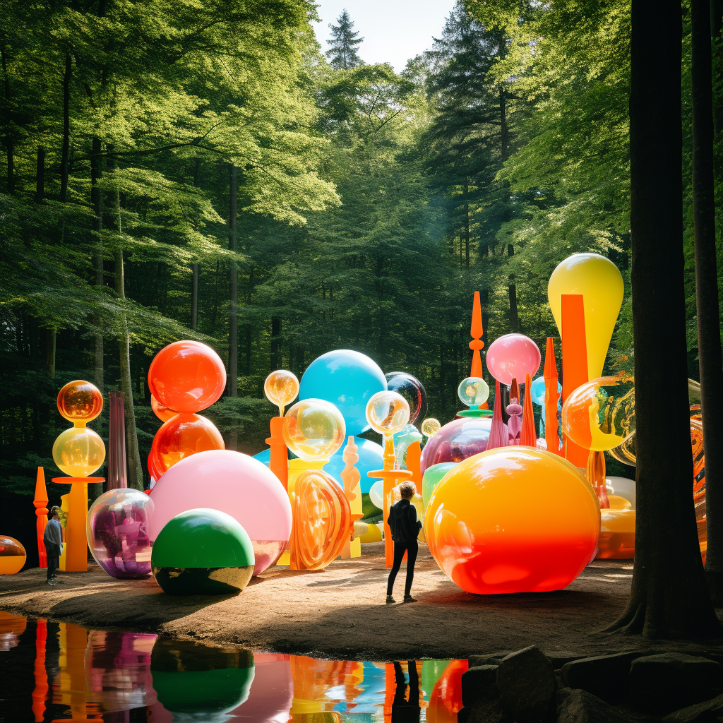 Giant Colorful Art in Forest