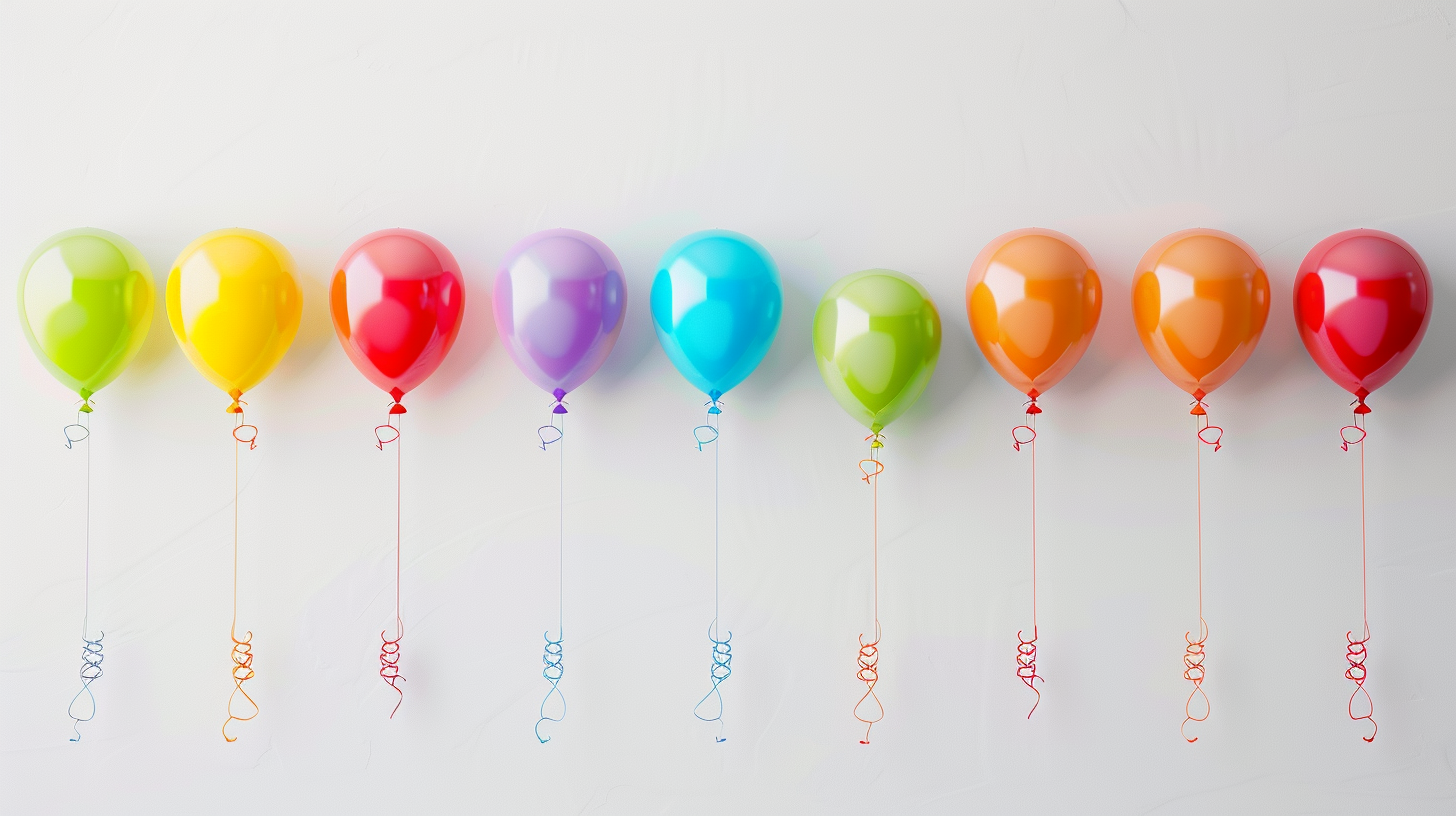 Colorful balloons on white wall