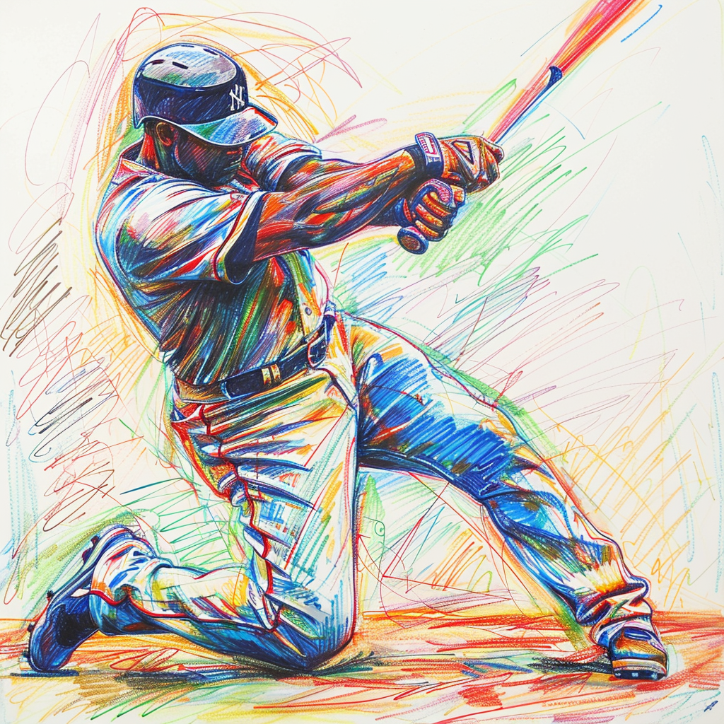 Colorful MLB Baseball player sketch