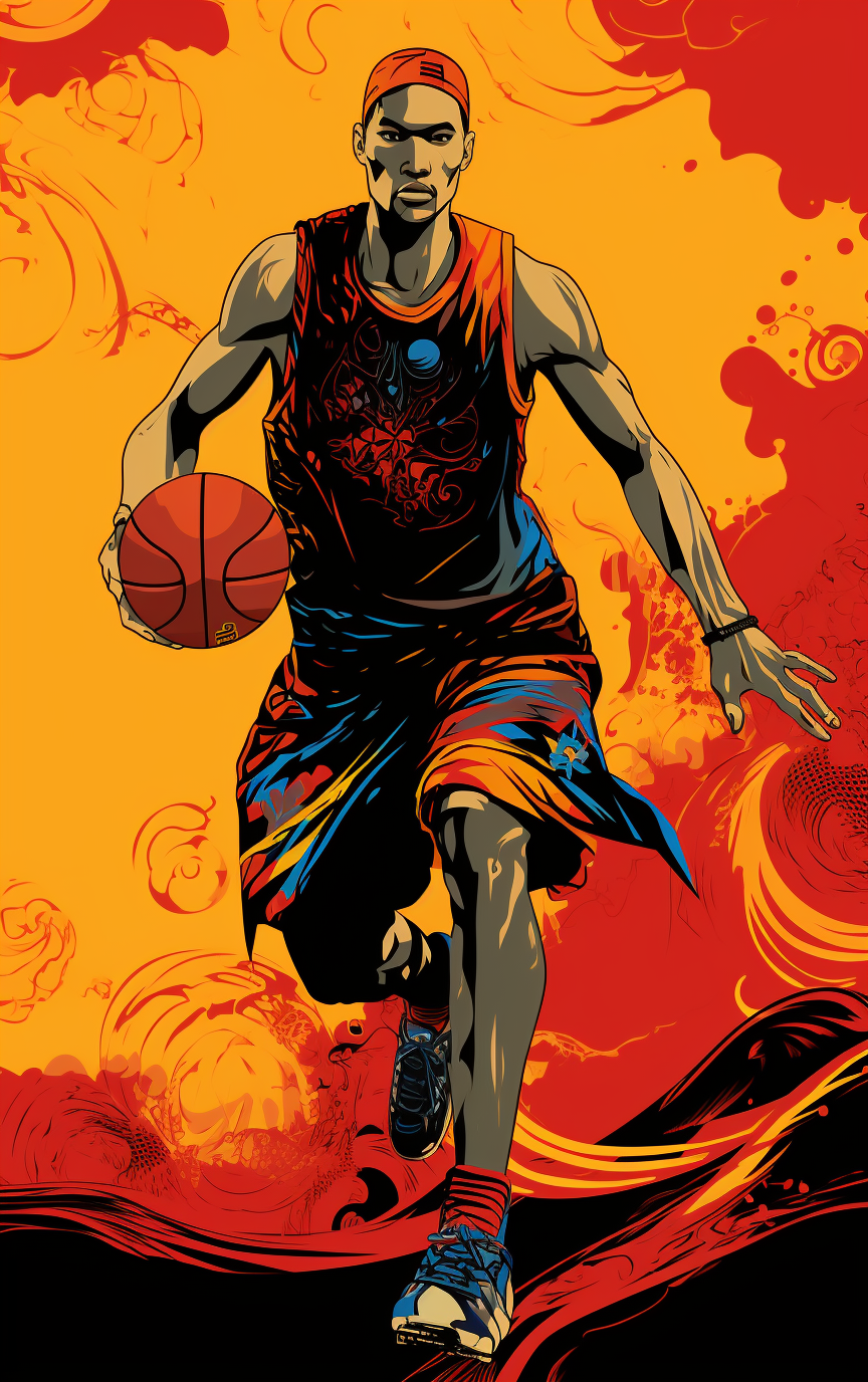 Illustration of a Colorful Basketball Player