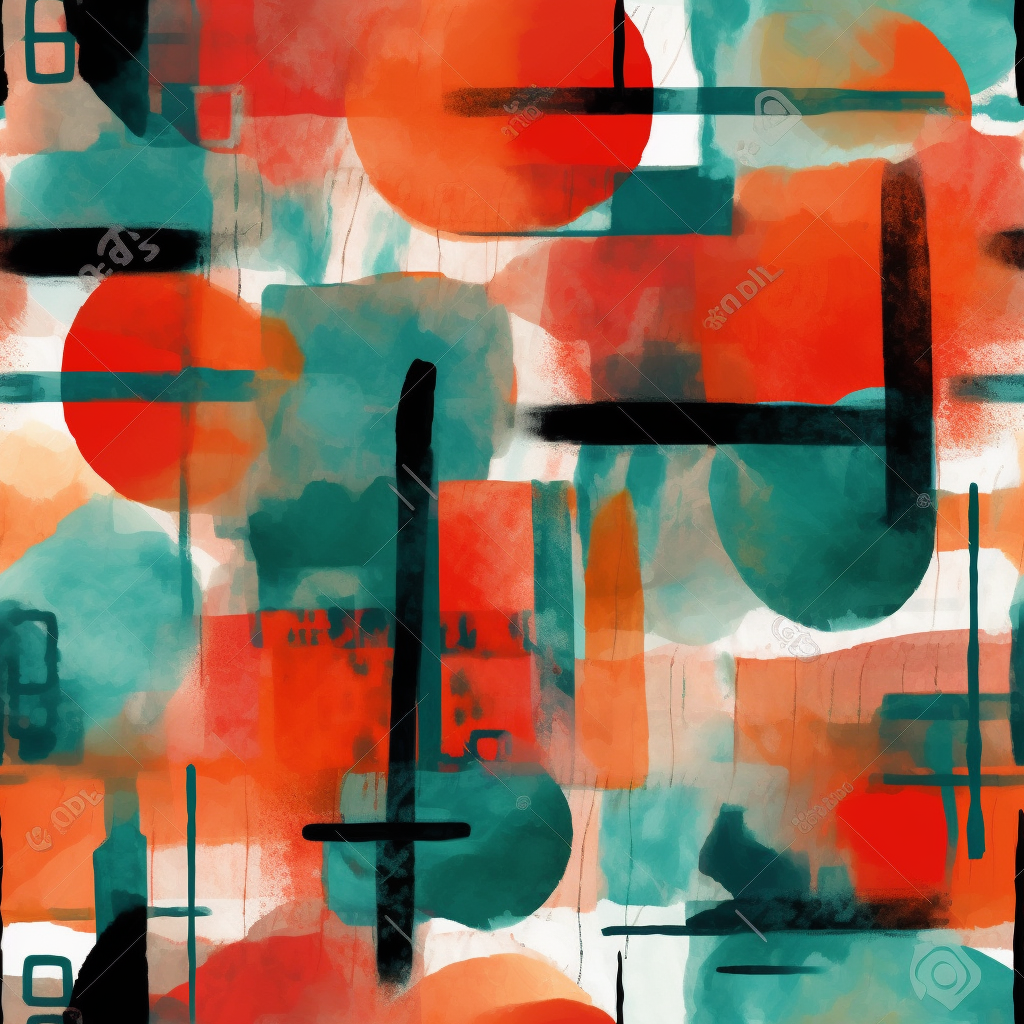 colorful bauhaus watercolor pattern