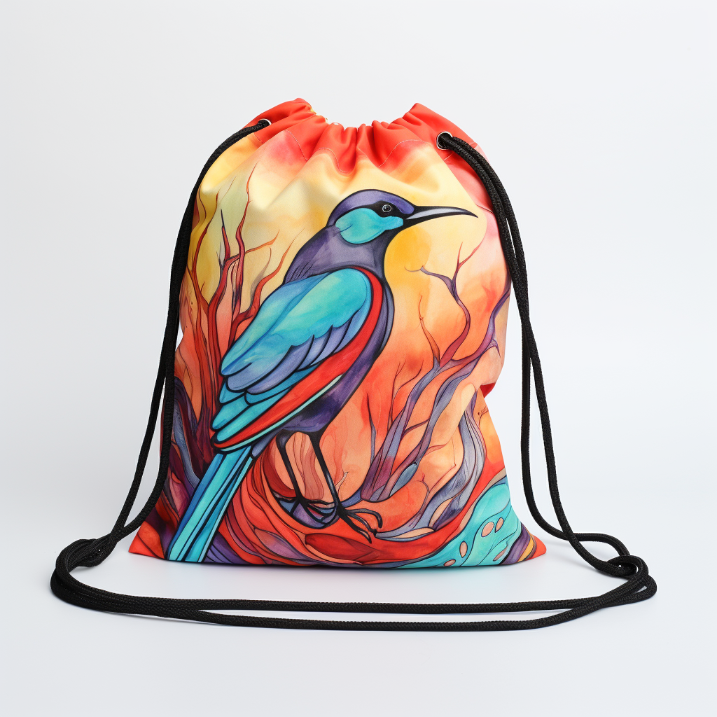 Colorful bird drawstring backpack