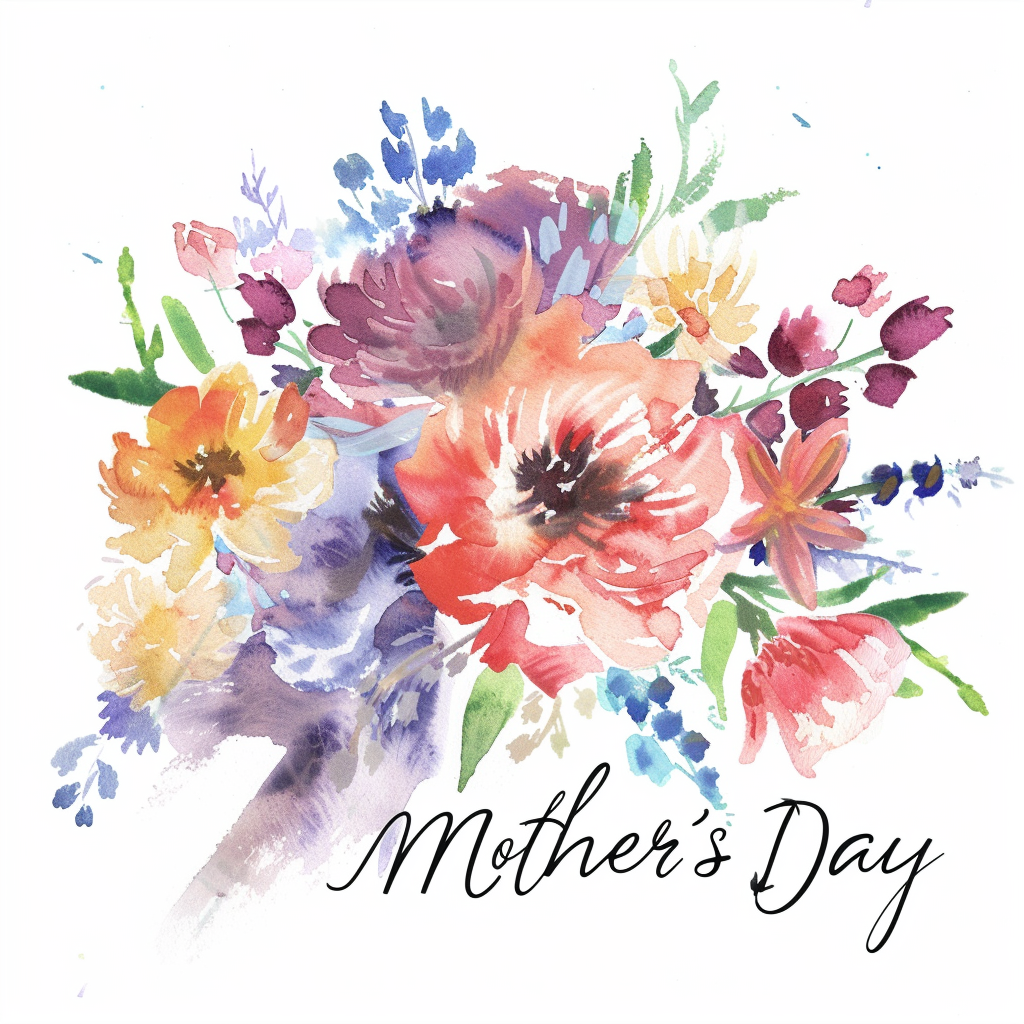 Watercolor painting of Mother's Day bouquet