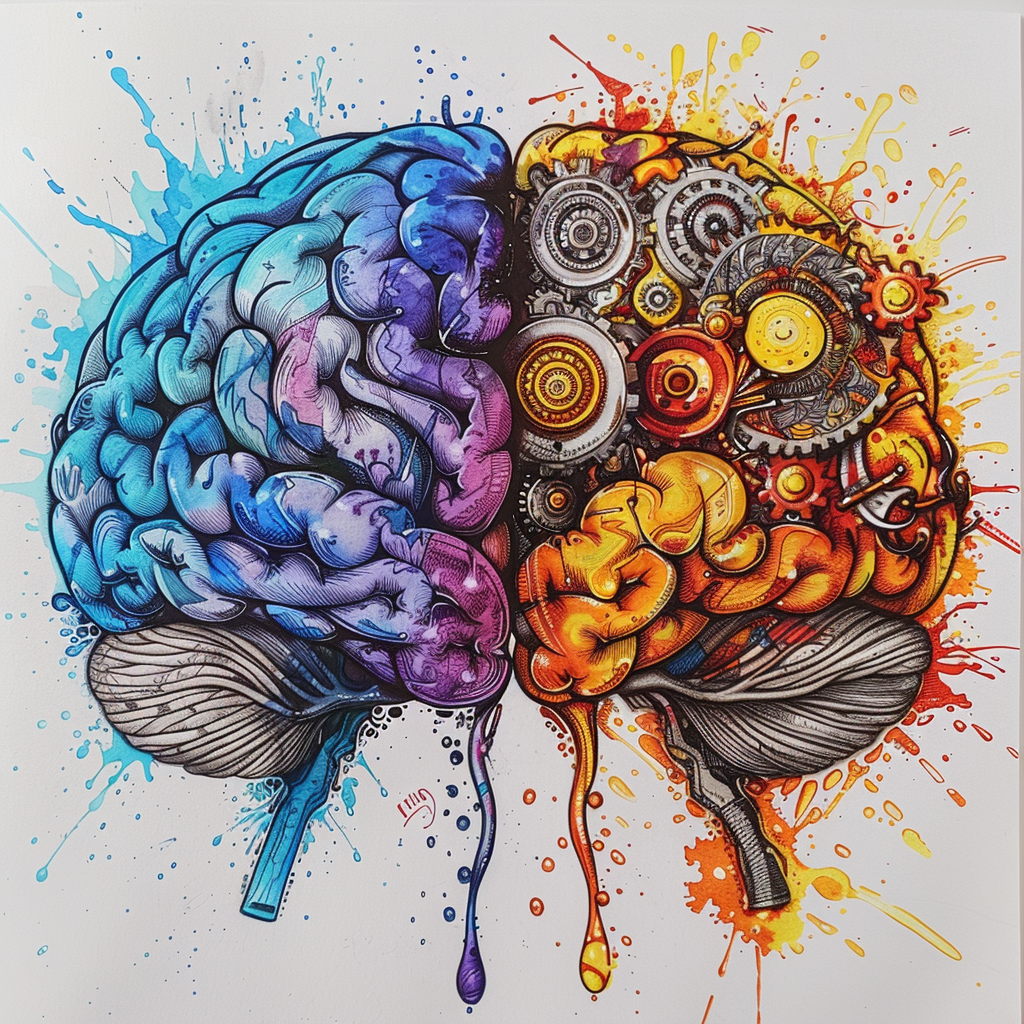 Colorful brain gears structure