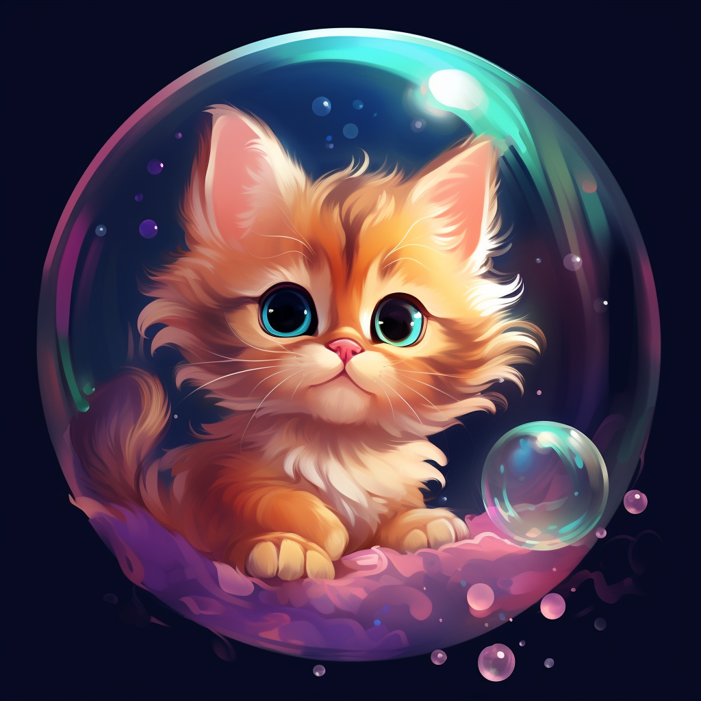 Cute kitten in a bubble