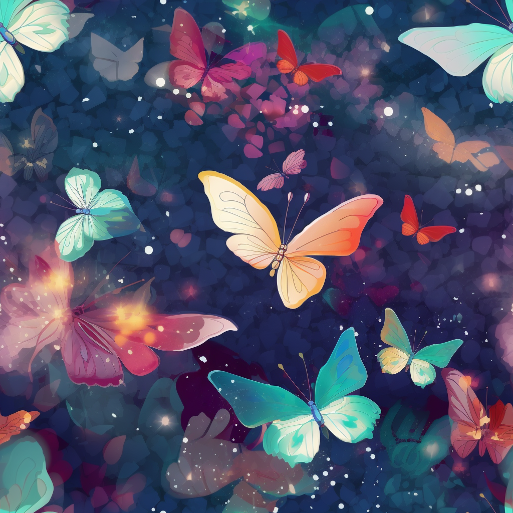 Colorful butterflies and sparkles on a background