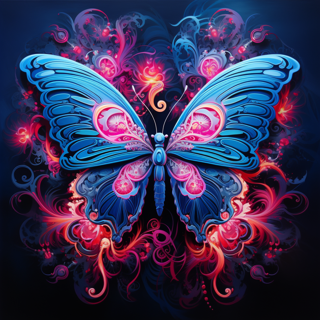 Colorful butterfly painting on wall