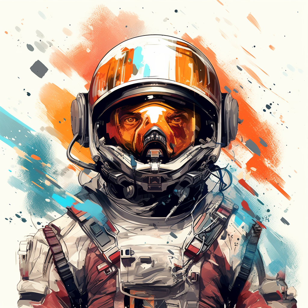 Colorful Cartoon Astronaut in Fine Line Style