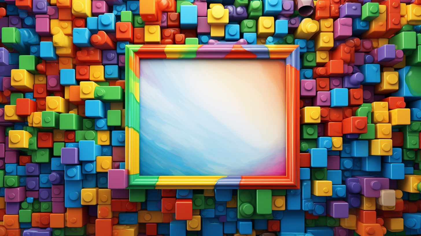 Colorful cartoon brick picture frame