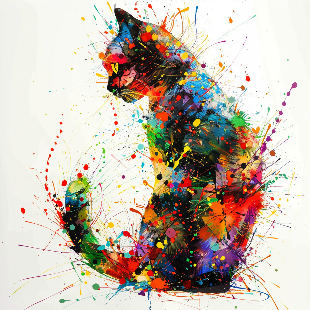 Cat shaped colorful geometric abstract art