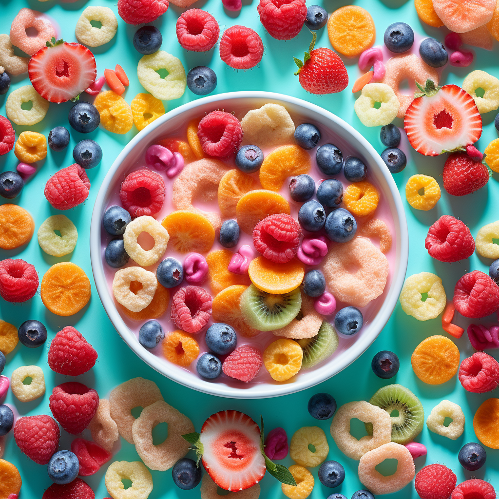 Colorful cereal box showcasing vibrant design