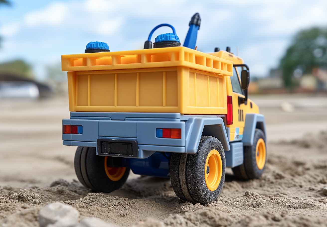 Colorful toy remote controlled construction truck