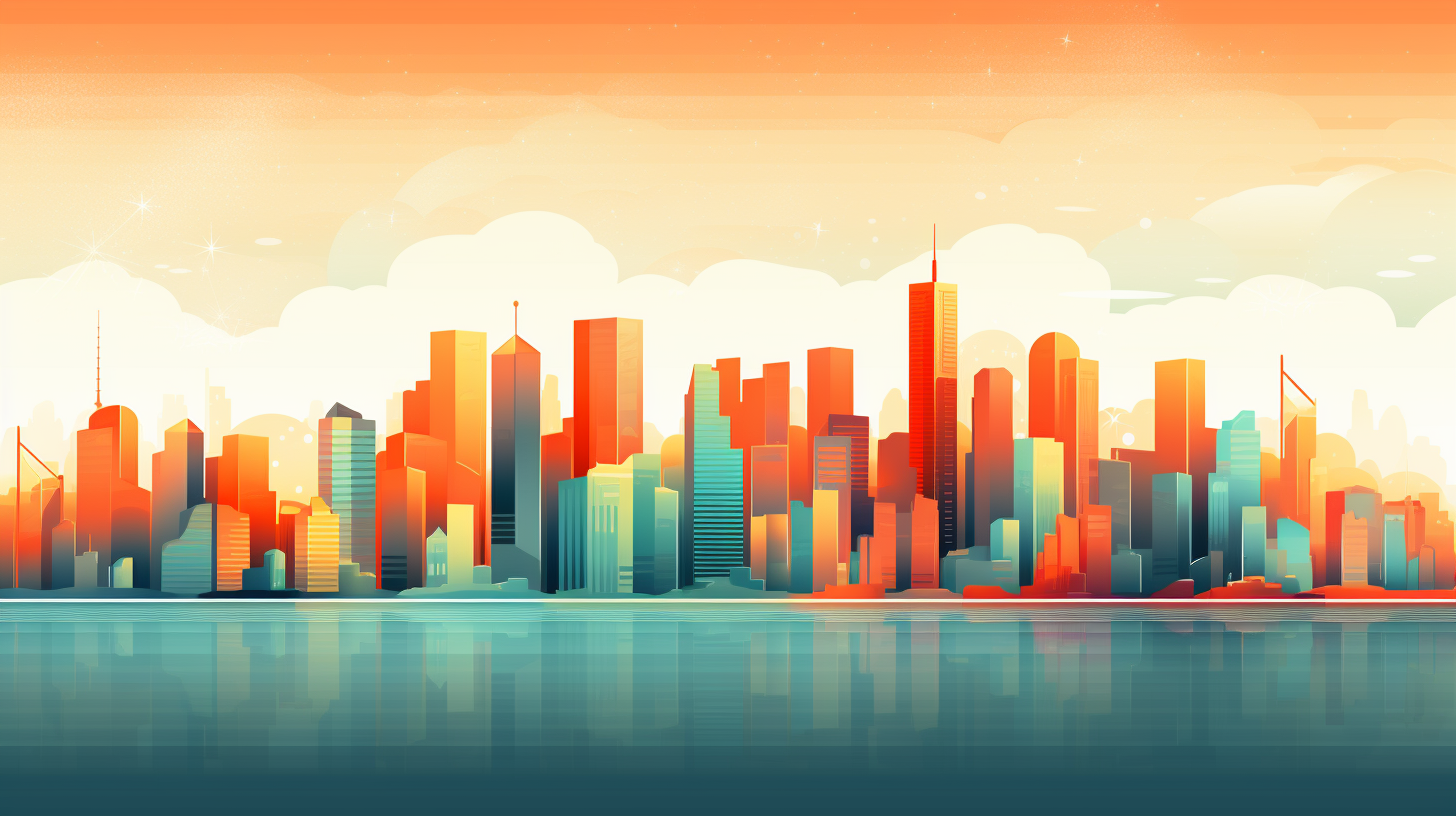 Colorful city retro style header