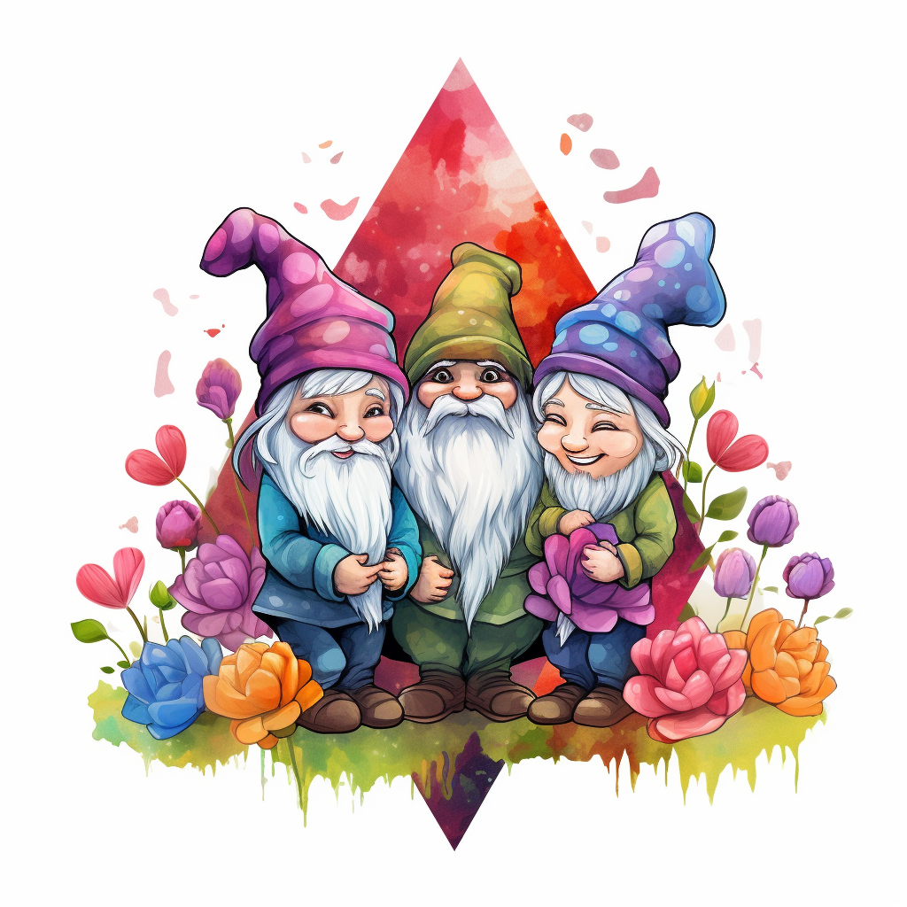 Colorful cute gnomes sublimation design