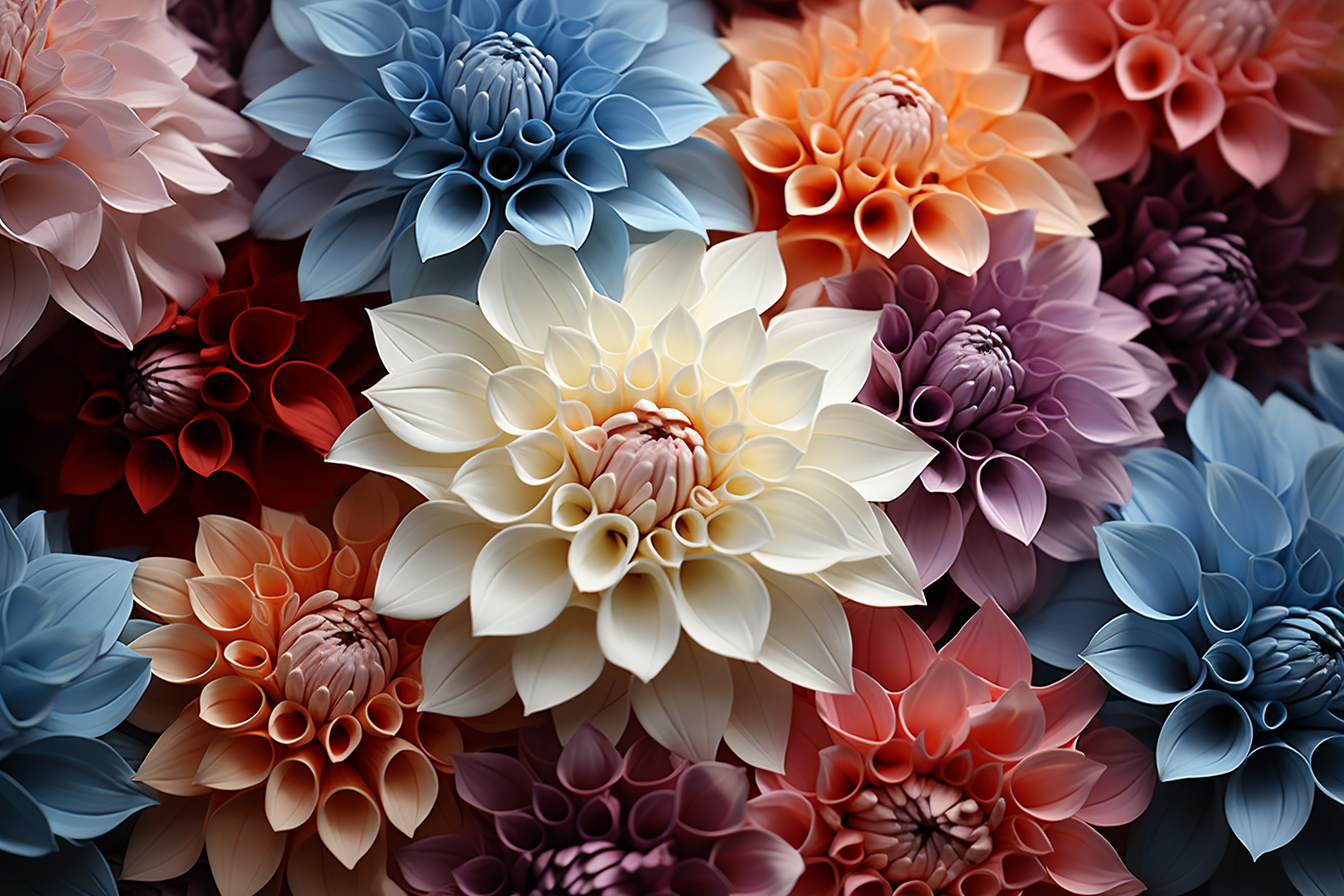 Vibrant dalias in various colors