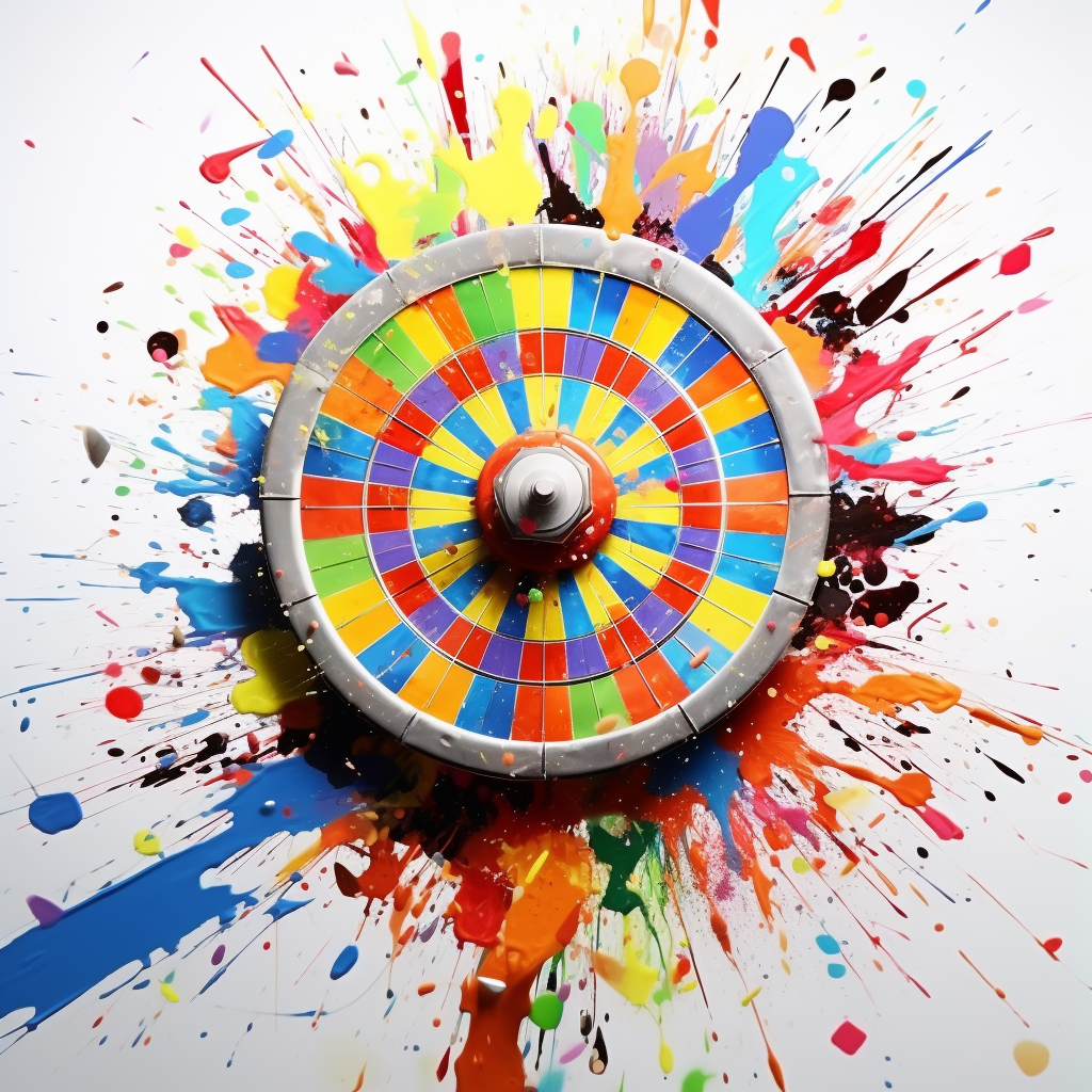 Colorful splashes on dartboard