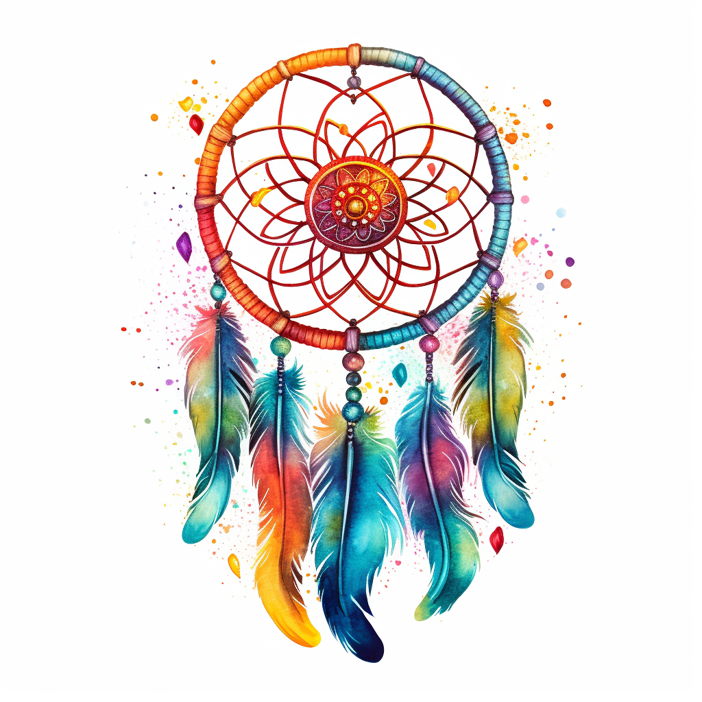 Colorful dream catcher on white background