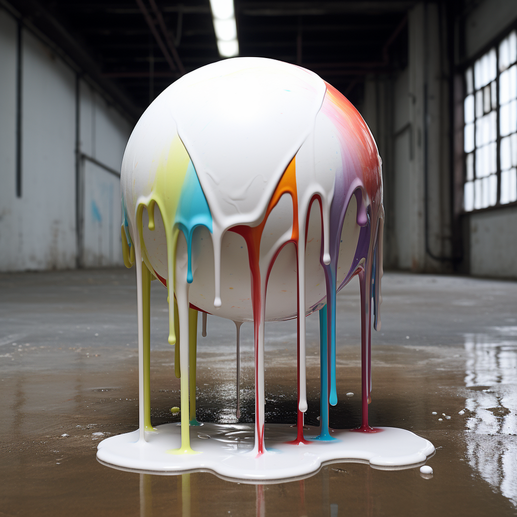 Vibrant paint-drenched sphere artwork