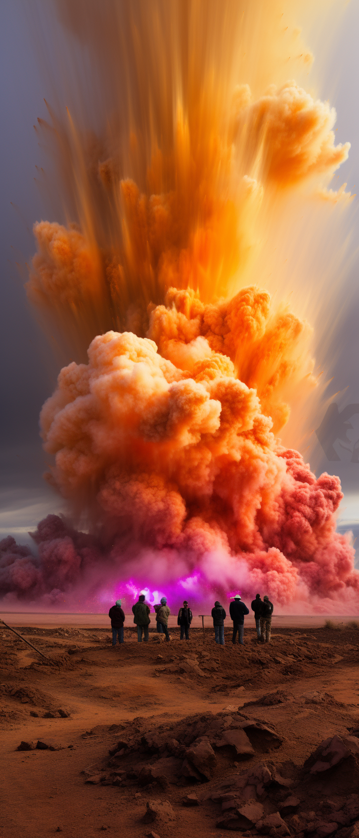 Eye-catching colorful explosion in the desert