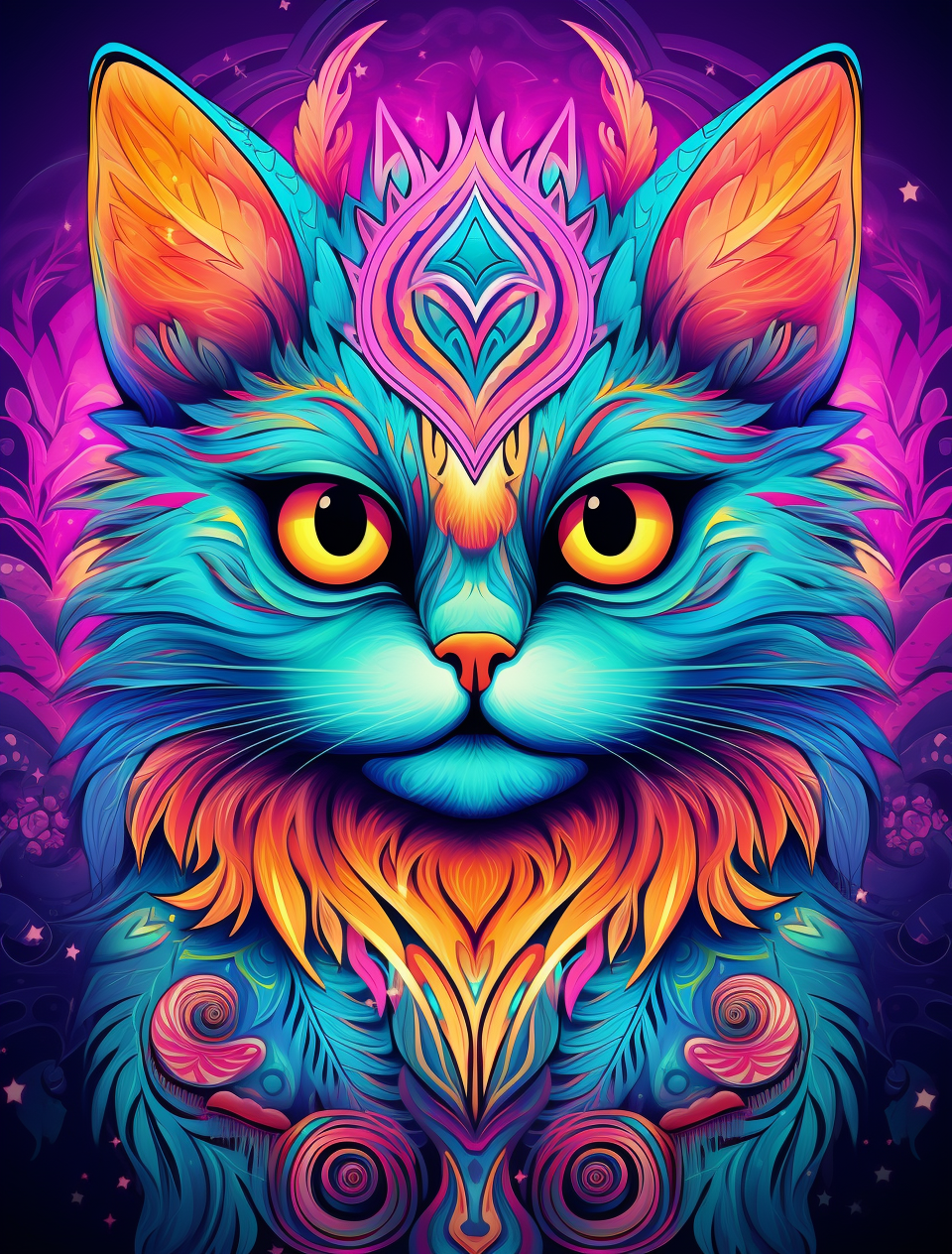 Cute colorful fantasy animal kitten