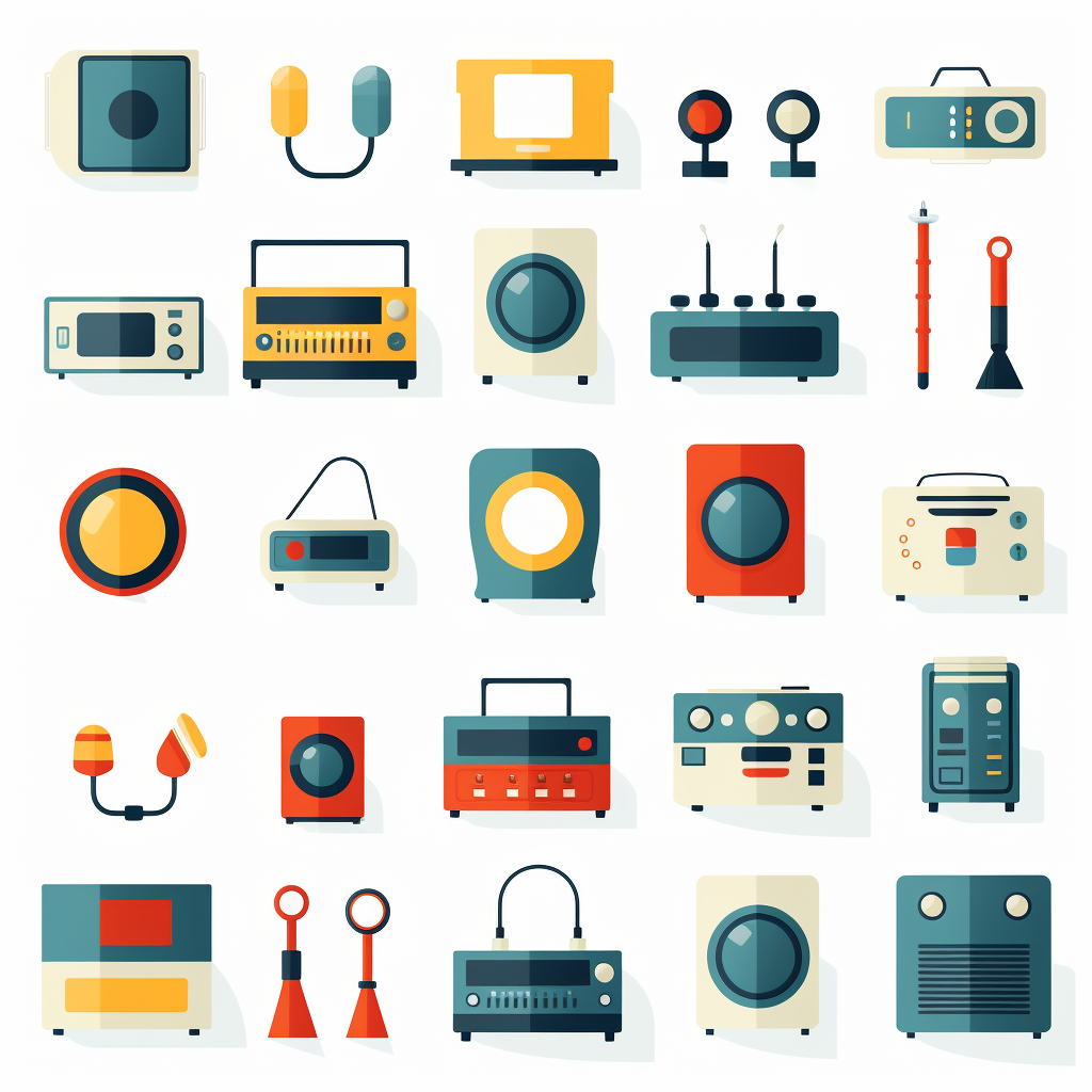 Set of Colorful Flat Electronic Icons on White Background