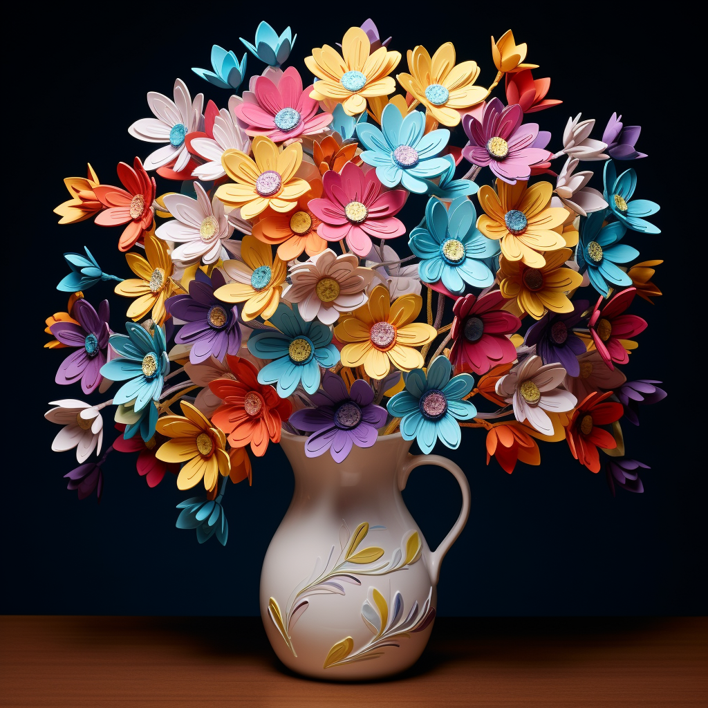 Colorful Flower Bouquet in White Vase