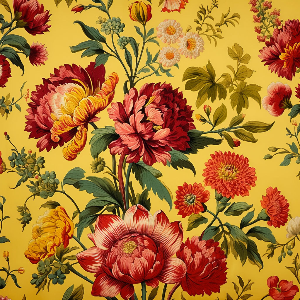 Colorful flower wallpaper in Qajar art style