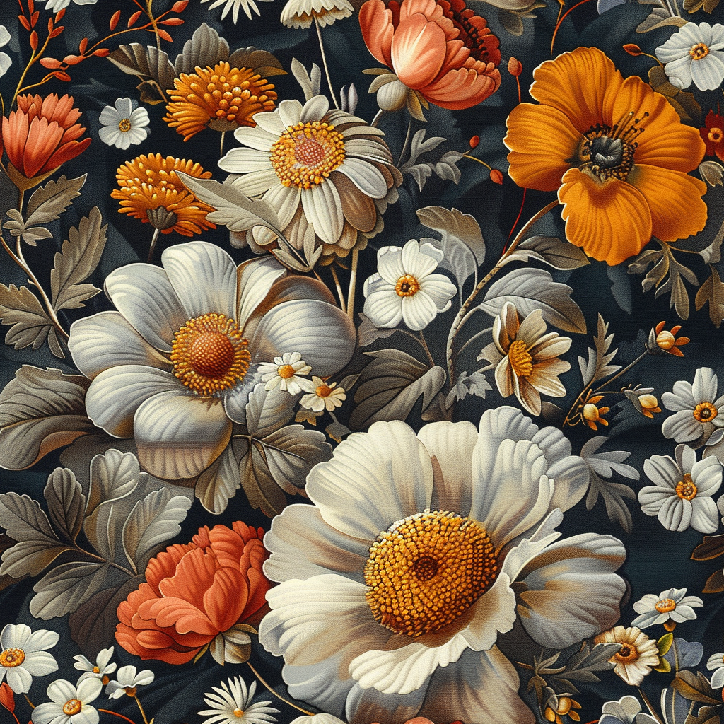 Colorful flowers on dark background