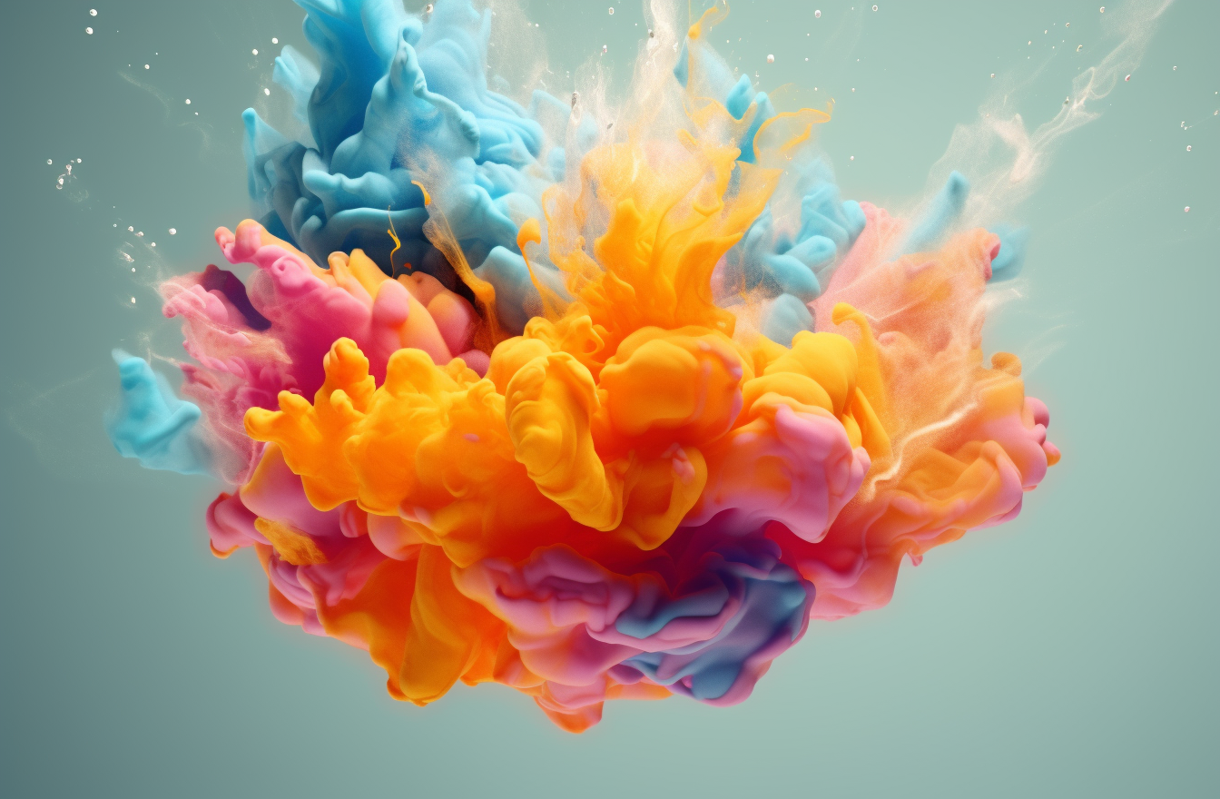 Abstract colorful fluid explosion in office