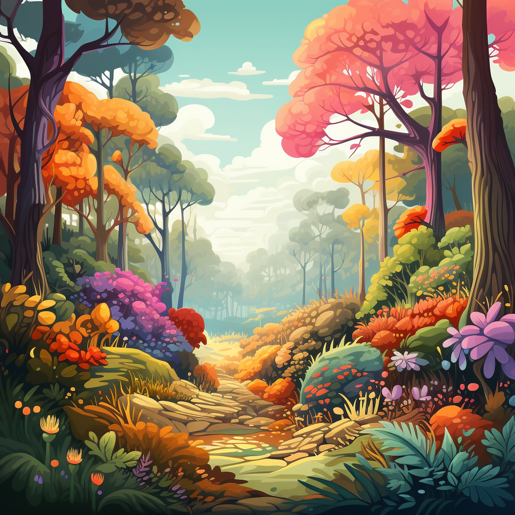 Colorful forest in cartoon style