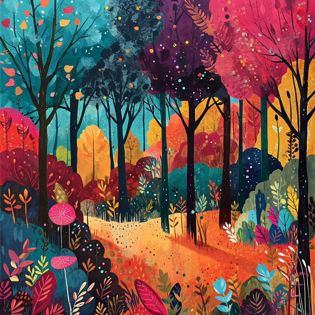 Beautiful Forest in Mary Blair Style