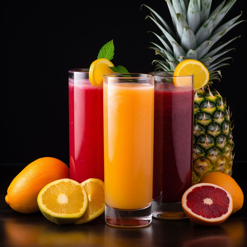 Vibrant glasses of fruit juice