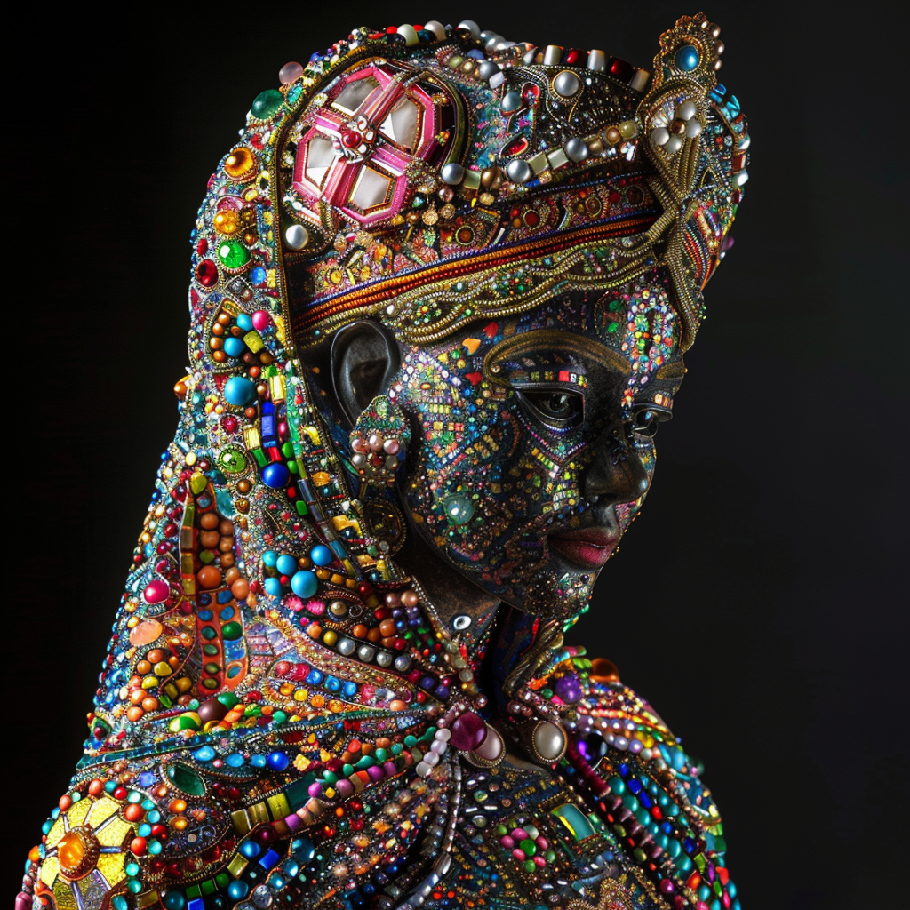 Enamel Gemstone Woman Sculpture