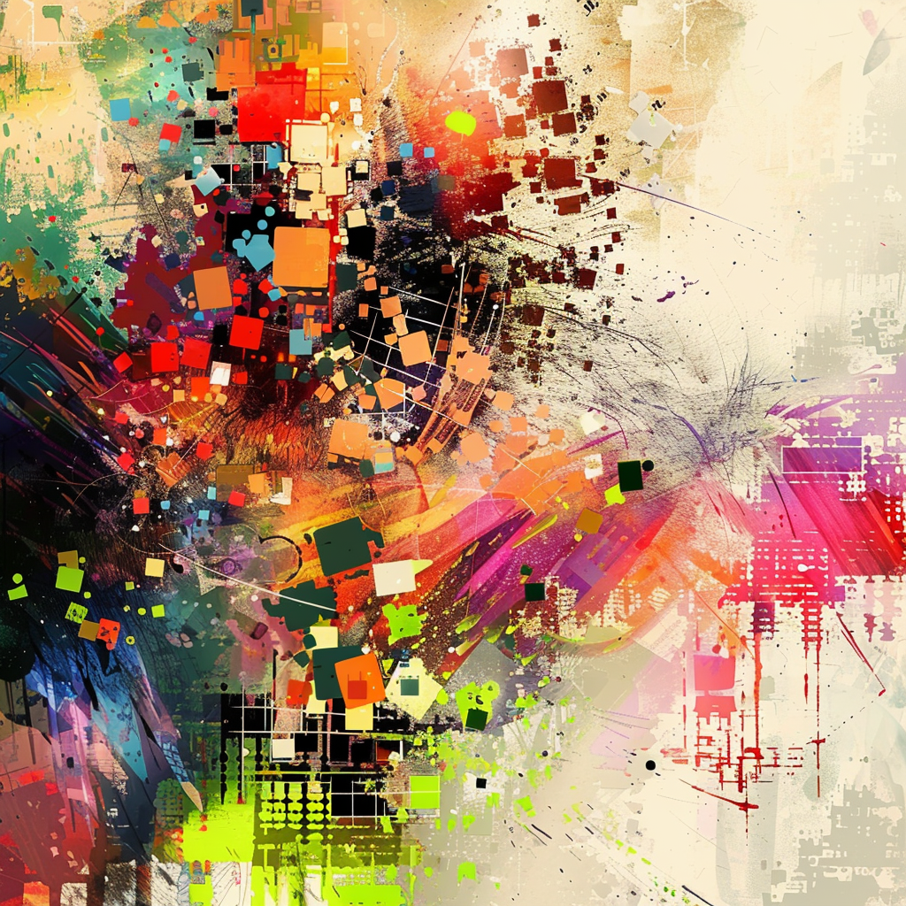 Abstract art paint splashes geometric