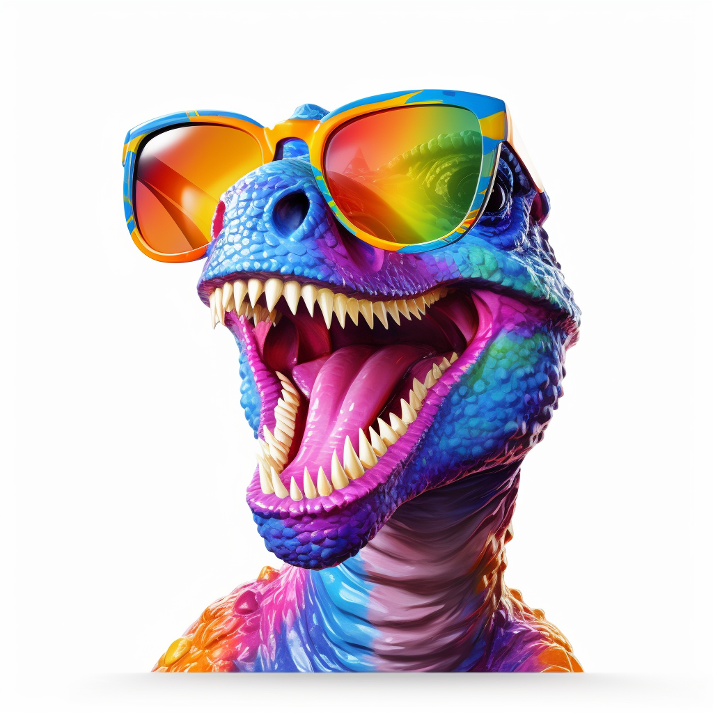 Vibrant dinosaur with sunglasses