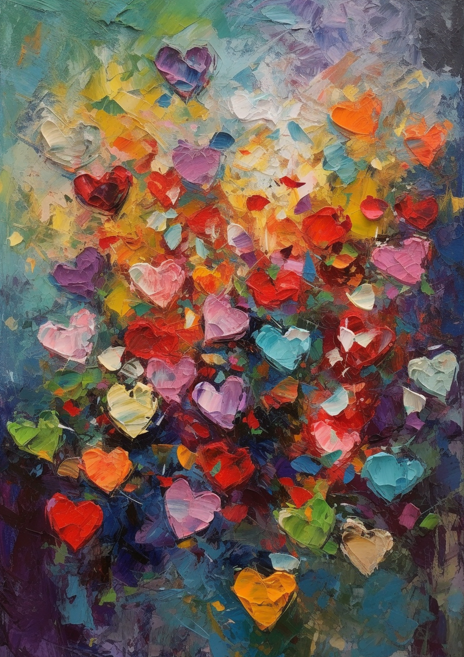 Abstract hearts painting artwork